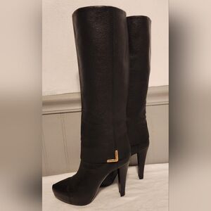 Louis Vuitton Black Over the Knee High Heels Boots 39 EU